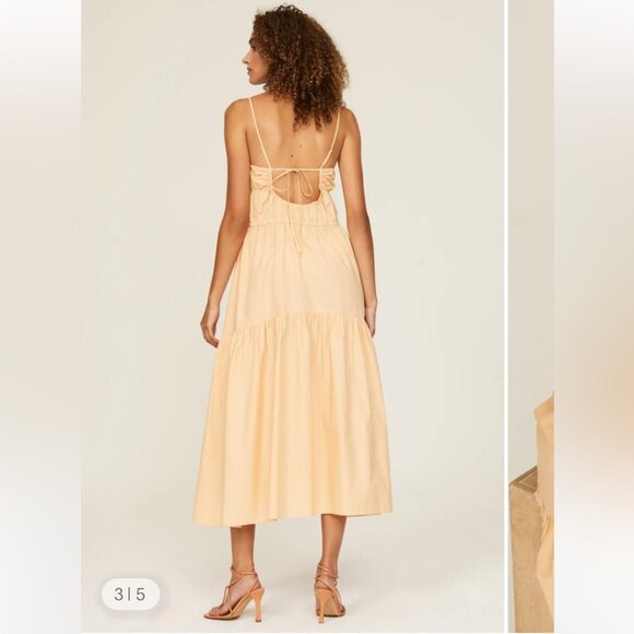 Vince ruched tiered midi dress in peach sz XL - Picture 10 of 12